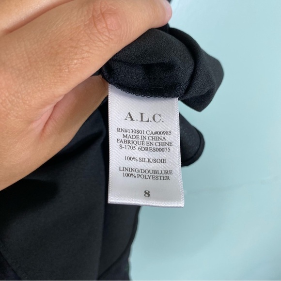 ALC Zaydena Ruffle Tiered Floral Silk Black Maxi Sleeveless Dress‎ Sz 8 - Picture 6 of 9